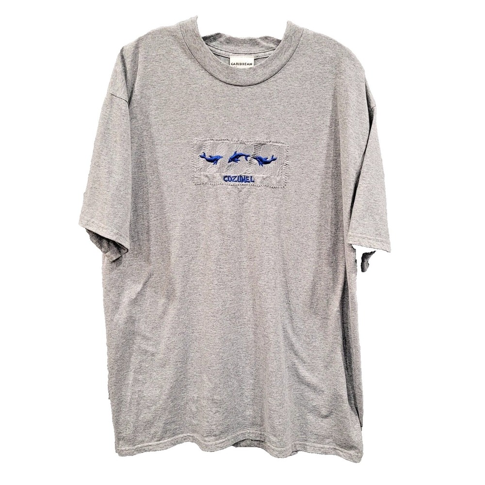 Cozumel‎ T-shirt XL Caribbean Side Embroidered Gray
